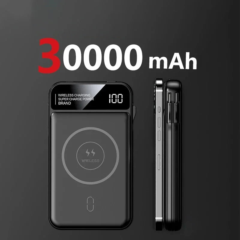 Xiaomi 50000mah Power Bank Magnetic Wireless Magsafe PowerBank Portable Built-in Wire Fast Charging Battery For Samsung iPhone