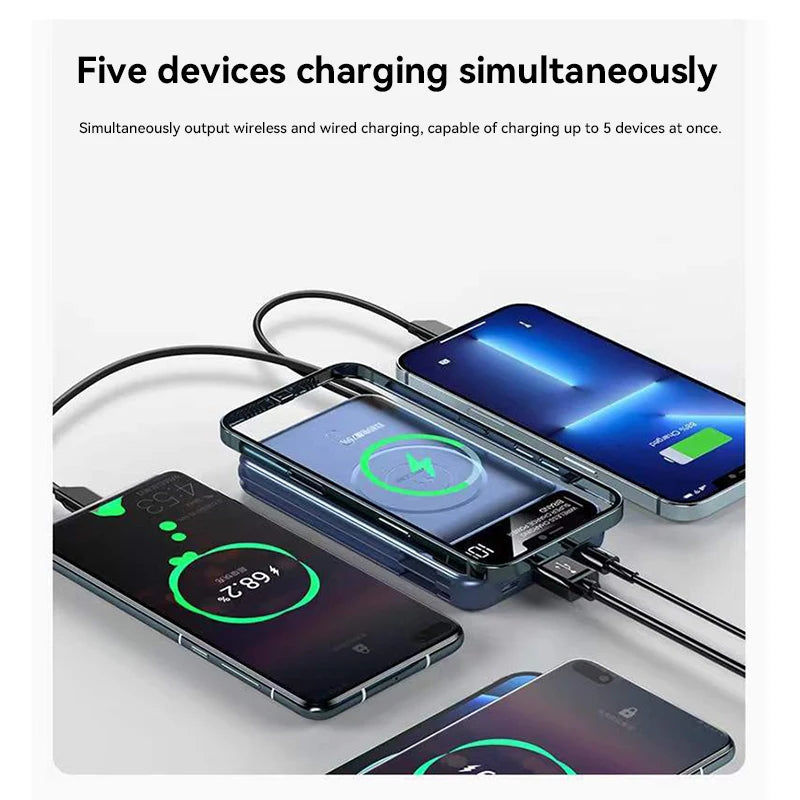 Xiaomi 50000mah Power Bank Magnetic Wireless Magsafe PowerBank Portable Built-in Wire Fast Charging Battery For Samsung iPhone