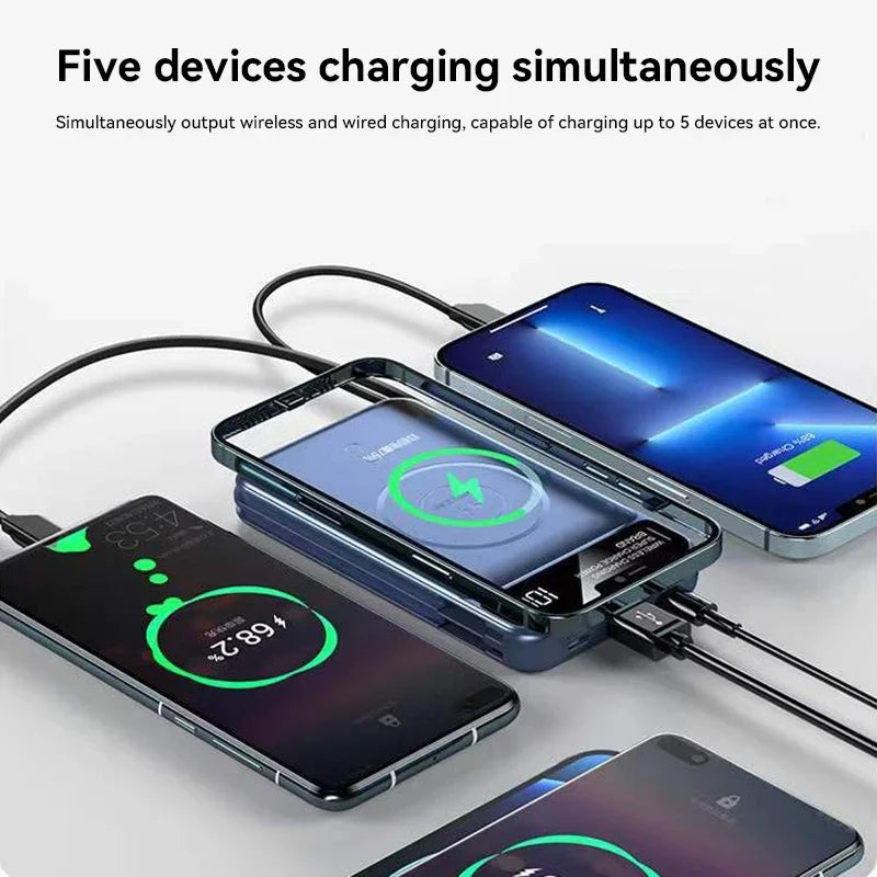 Xiaomi 50000mah Power Bank Magnetic Wireless Magsafe PowerBank Portable Built-in Wire Fast Charging Battery For Samsung iPhone