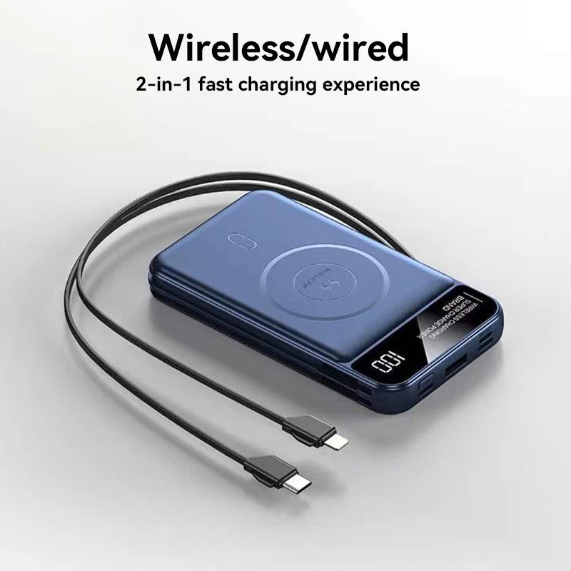 Xiaomi 50000mah Power Bank Magnetic Wireless Magsafe PowerBank Portable Built-in Wire Fast Charging Battery For Samsung iPhone