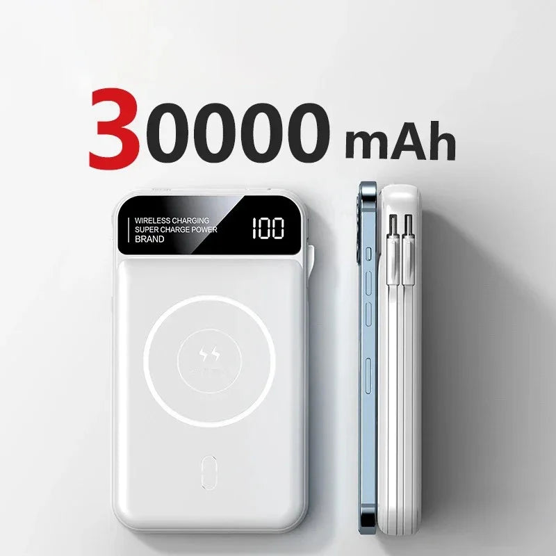 Xiaomi 50000mah Power Bank Magnetic Wireless Magsafe PowerBank Portable Built-in Wire Fast Charging Battery For Samsung iPhone