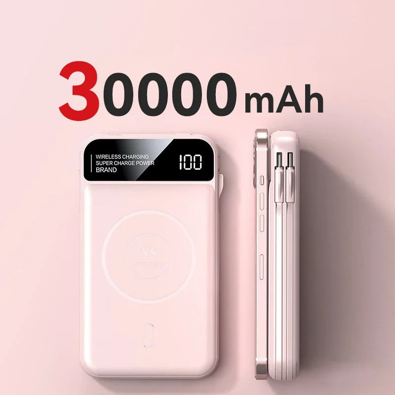 Xiaomi 50000mah Power Bank Magnetic Wireless Magsafe PowerBank Portable Built-in Wire Fast Charging Battery For Samsung iPhone