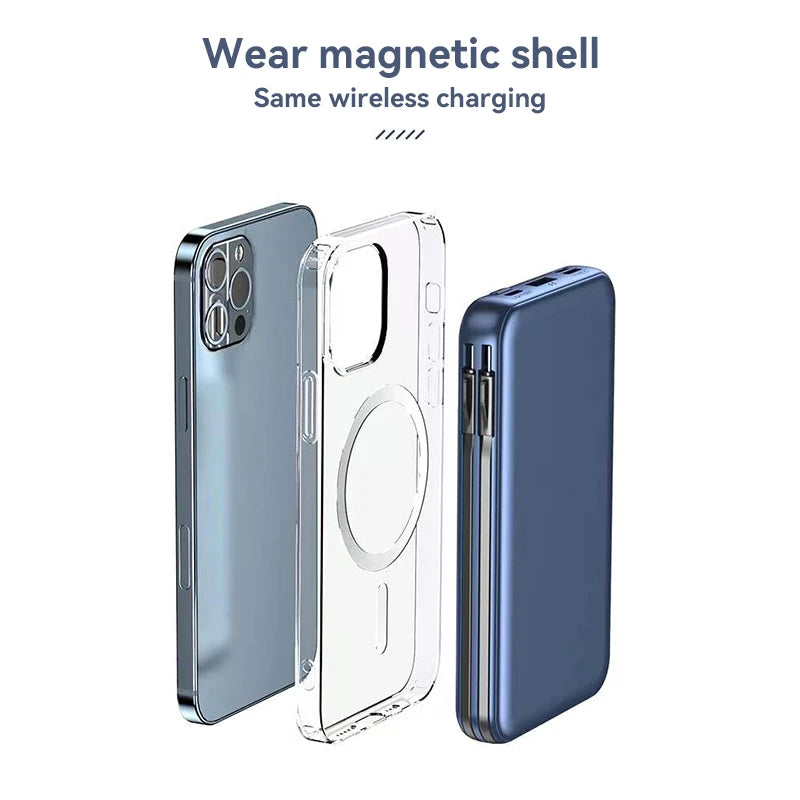 Xiaomi 50000mah Power Bank Magnetic Wireless Magsafe PowerBank Portable Built-in Wire Fast Charging Battery For Samsung iPhone